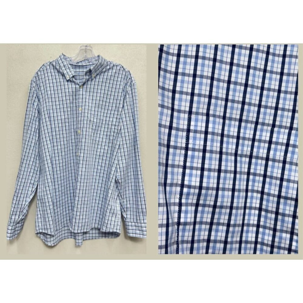 Vineyard Vines OTG Men's XL Blue White Plaid Long Sleeve performance shirt